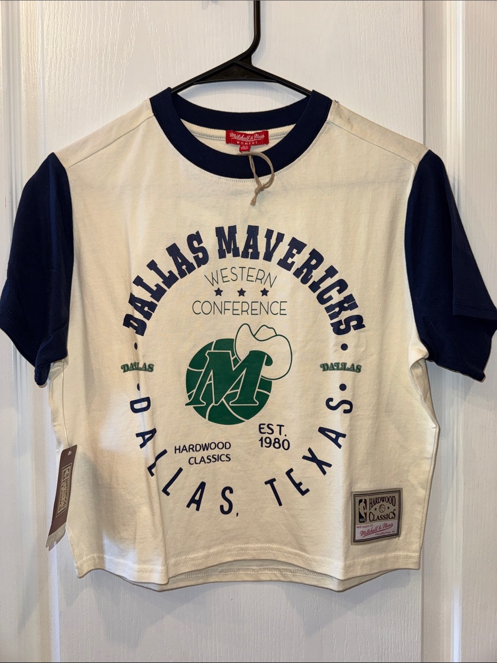 Mitchell & Ness Dallas Mavericks White & Navy Short Sleeve Tee